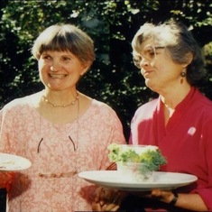 Tuck and her dear friend Ann Perkins, at Suzanne's wedding in 1993.