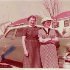 Tuck and her mother, Laura, in Iowa. 1957.