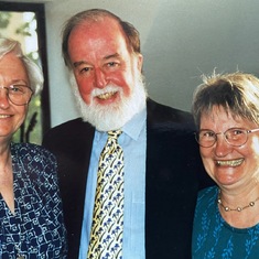 Tuck with her friends and colleagues from American Studies, Larry Barmann and Liz Kolmer. 2001.
