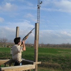 Breaking clays from the tower at Greater Houston Gun Club.  12-31-2011