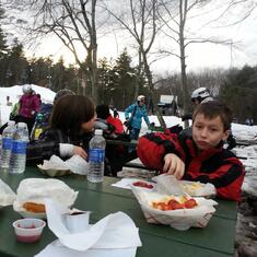 The best part about skiing with my best friend Hunter was eating fries together. He always let me have most of them.
