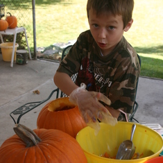 Carving pumpkins was always a joy with this one! We often did four, two for him, two for me!