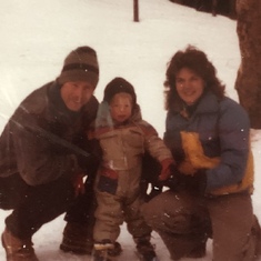 Tyler and Susan Turner teaching Nick to ski !!