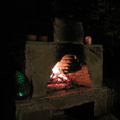 2010: a test fire in the outdoor fireplace in the backyard, Longmont, Colorado