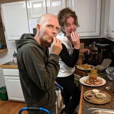 2017: Ty and Susan devouring delicious Indian takeout at home in Longmont, Colorado