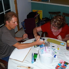 2010: Ty and Susan are taught to paint by niece Klara, at home in Longmont Colorado