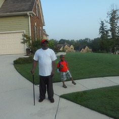 Chief with Uba on his first day in Kindergarten waiting for school bus.