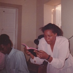 Valerie taking part in bible search in her youth
