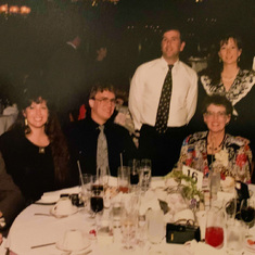 Another oldie... a wedding photo from 1992, Val with Evan and family 