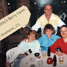 My favorite picture of Vaughn, Pam, Dick and Me.  Knott's Berry Farm, CA.  Had such a Great Time.  Dinner, Laughs and FUN   Feburary 1989  XOXO