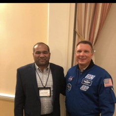 Venu’s comment: Picture with Terry Virts space shuttle commander one of HBS alum. He did 2 missions to space station . He came to speak with us and was super inspiring