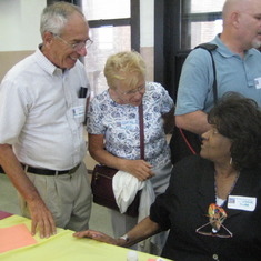Verne Oliver with Karl & Ann Rodman at 2008 NLS reunion visiting the old building on 110th St.