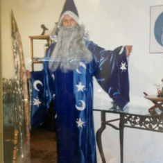 Vic The Wizard for Hallowe'en, loaned for last 10 years to our brother David to enthrall school kids