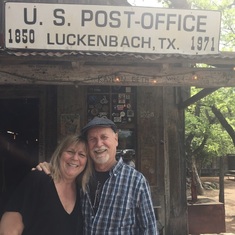 Vic and Karen James in the tiny town of Luckenbach, TX.