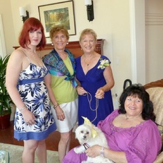 Vicki at the wedding of Elise Edson, May 18, 2014, with Kat Valentine, Jenny Friedman, Dianne Edson.