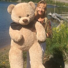 Victoria and her Tiddy bear...yes toddy. She loved how it made every person would smile at it.