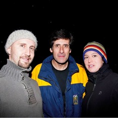 Vincent with Pablo and Constanza, during one laser run night at Cerro Pachon