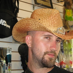 Always the hats... I tried to get him to buy this one. Vincent rocks rhinestones, right?
