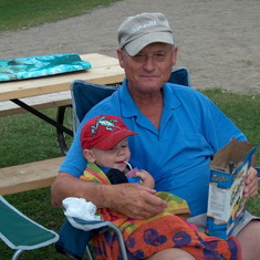Papa and Mathieu. We were camping in the Orillia area, so we had the kids for the day.