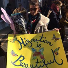 During a pro-migration demonstration in London, courtesy of Kristen Hope.