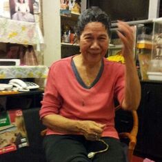Mom having her hair dyed - love to see her laugh ...she stopped being able to for perhaps the past year of her advanced dementia; though she would smile with her eyes and noise instead (humming)
