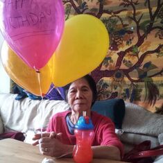 Mom's birthday March 2016 - she finally allowed me to buy her balloons!