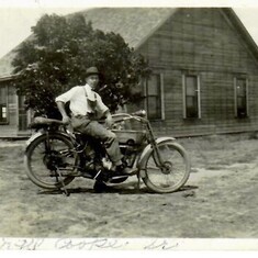 Virgil's father on a motorbike in 1921. 