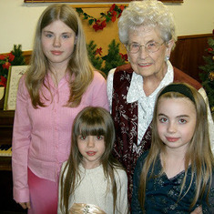 Olivia, Emma, Willa with Great-grandmother Howard at her 90th birthday celebration in Galveston, Christmas, 2004