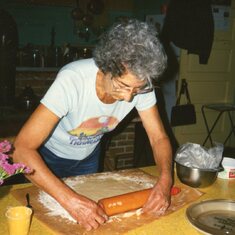 Making her famous pies - 1989