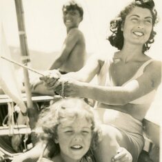 Mom with Jacquie, Ronnie - Clear Lake July 1945