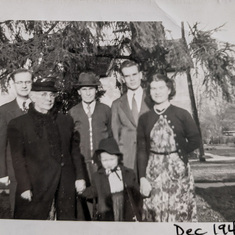 Duncan, Effie, Charles, Jim and Charlotte, with Marguerite. Glencoe, just after Christmas 1949.