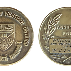 Jim's gold medal from Western (1947) for top marks in Philosophy