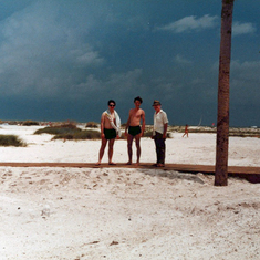 Kevin and Peter F-M with Jim at the beach in Florida, 1986