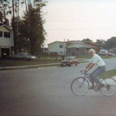 Jim cycling in Parkwood Gardens neighbourhood, Guelph