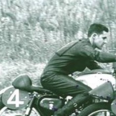 During his Motorcycle Racing Days.