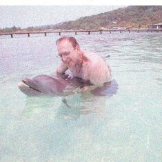 Walter and his Dolphin in Cancun 