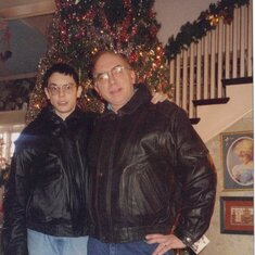 Walt and Jason matching leather jackets for Christmas
