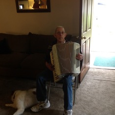 Dad playing for us at home with Beau Jack