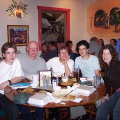 At a restaurant in California, 2004
