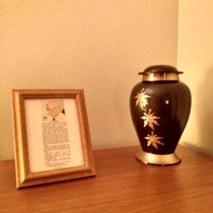 Walter's urn and obituary