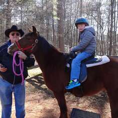 2014 - Skip as High Meadows pony helper with oldest grandson