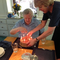 Margie Capron spoils Walter on his birthday