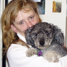 With Ozzie - the wonder poodle, 17+ years old  now.
