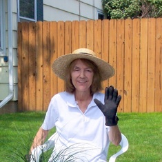 Mom after we planted some flowers