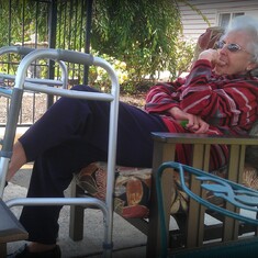 Grandma relaxing on a sunny afternoon