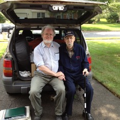 Nigel with Dad, August 2012, picking up his standards work for archiving.