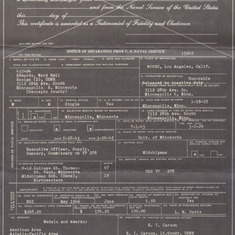 Dad's Navy discharge paper
