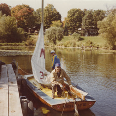 Dad and Scott on Whitecap III 1982 lagoon Carman's Bay