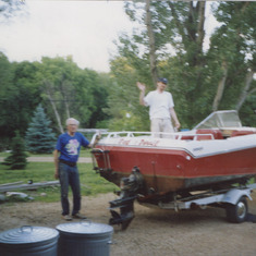 Dad and Scott 1991 getting boat ready