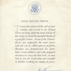 Thank you letter from Truman 1945
